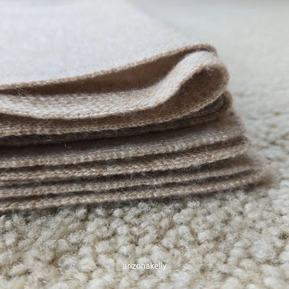 NWOT Cashmere Knit Scarf Heather Tan - Picture 10 of 12